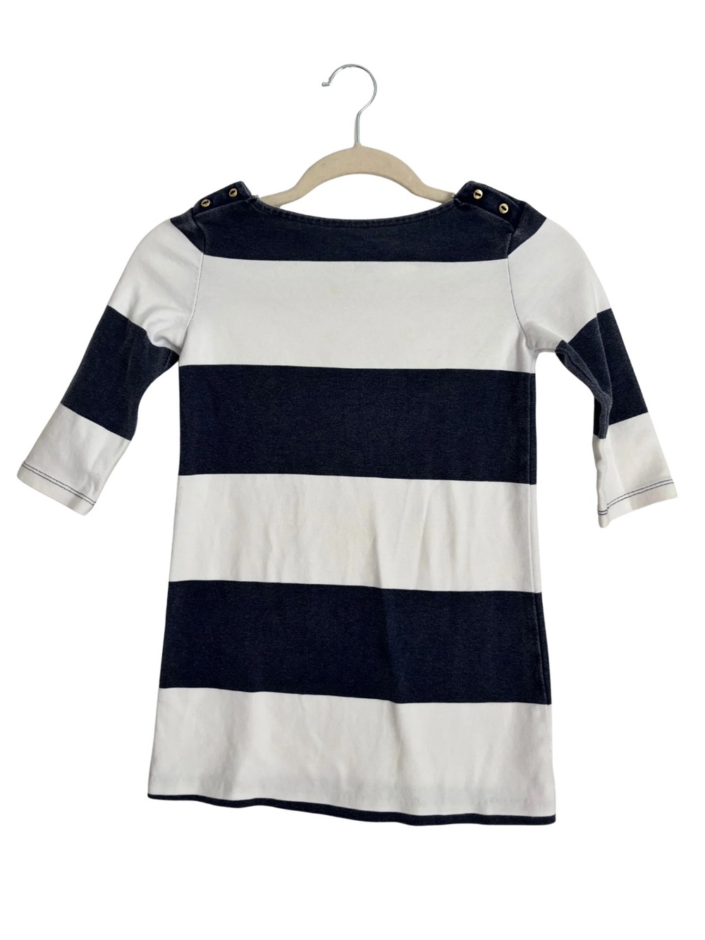 GAP Navy and White Wide-Stripe Boatneck Top Size 6-7